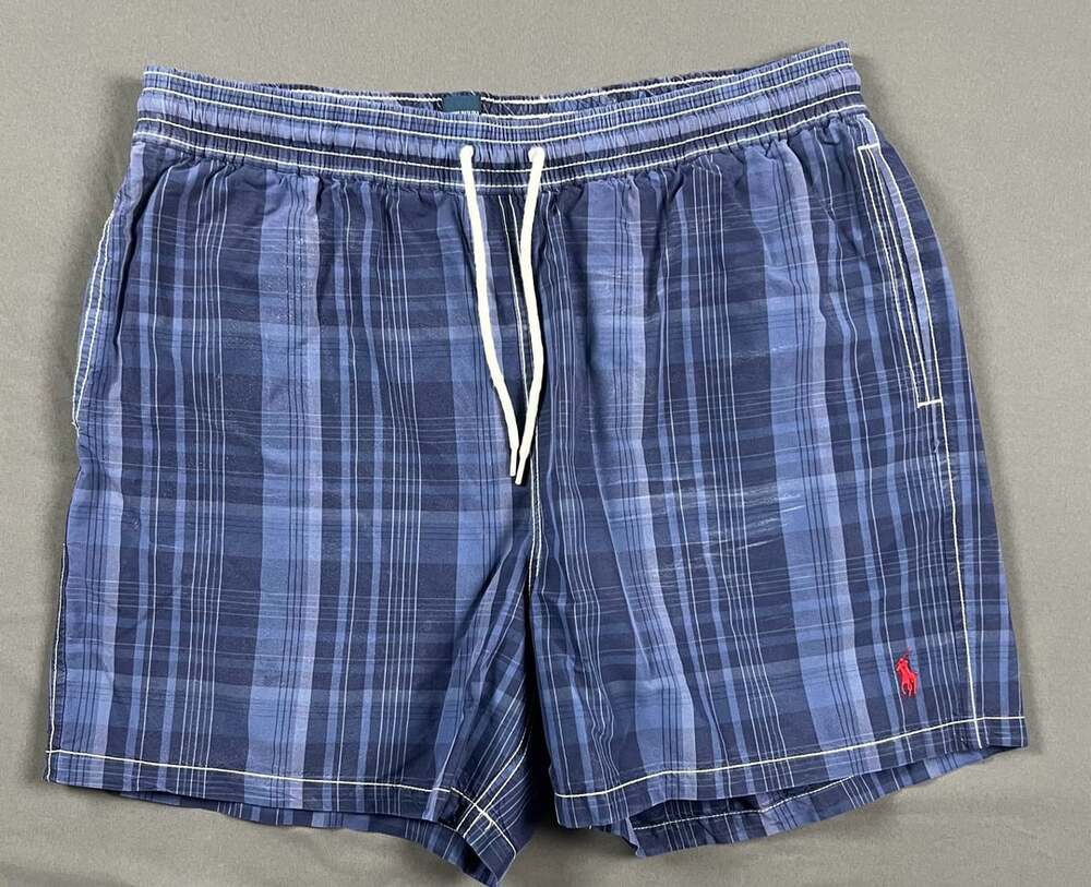 Polo Ralph Lauren Blue Plaid Swim Trunks Men's Size XL